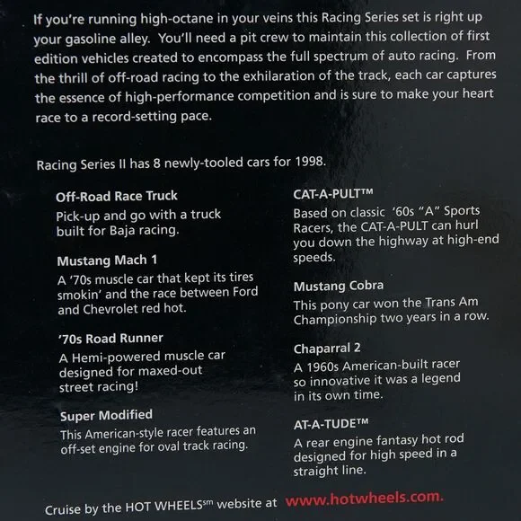 Hot Wheels 1998 Special Edition Racing Series II Toys R Us 50 Years SEALED 8 car - Picture 6 of 8